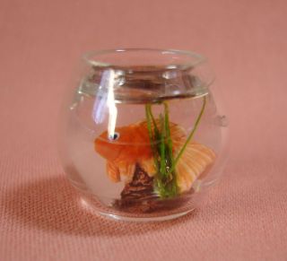 Dollhouse Miniature Furniture Fish Bowl with Pet Fish