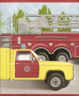 Fire Trucks Rescue Bright Color Wallpaper Border Wall