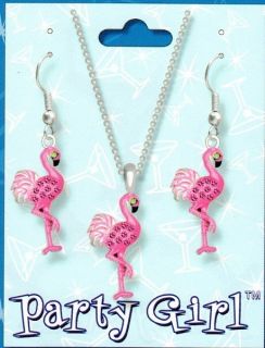 Pink Flamingo Crystal Necklace and Earring Set SET15