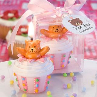 60 Baby Shower Favors Pink Teddy Bear Cupcake Candles