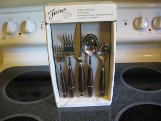  Flatware Set 5 Piece in Chocolate New in Box 4 Boxes 4 Sets