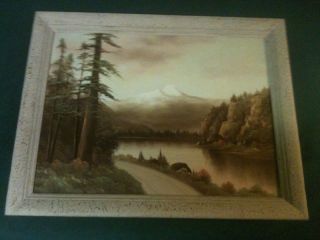 Wonsmos Mount, River, Forest, Pathway wood framed 22x28