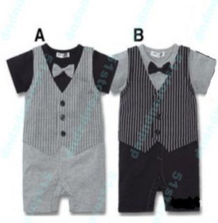 Boy Baby Formal Suit Set Romper Pants 0 24M Onepiece Jumpsuit Cotton