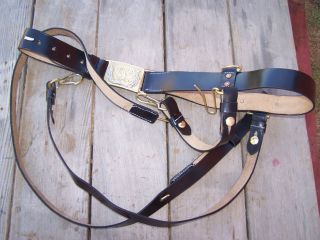 Civil War Leather Sword Belt With Brass Eagle Buckle and Shoulder