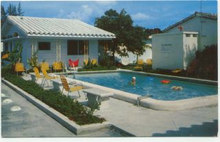 Fort Lauderdale FL The Anchor Motel Postcard  Pool Florida