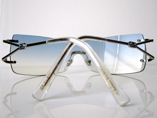 100 Salvatore Ferragamo Frameless Sunglasses Clear Blue Crystals Case
