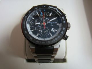 Mens Salvatore Ferragamo Automatic Watch F 80 Ceramic & Titanium GMT