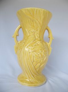 Vintage McCoy Bird of Paradise Two Handled Yellow Vase
