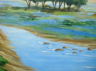 Fort Worth Texas Toni Dursi Bluebonnet Oil Painting Art