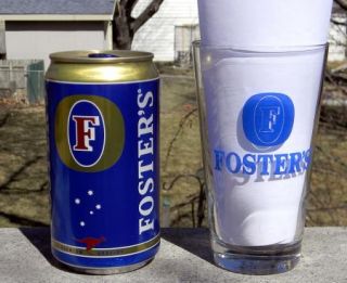 New Fosters Lager Beer Pint Glass 22 oz Oil Can Huge
