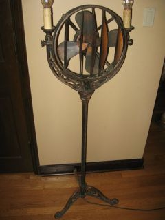 Antique Art Deco Funeral Parlor Floor Lamp Fan