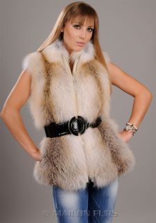 Golden Island Feathered Fox Fur Bolero Vest Sz All