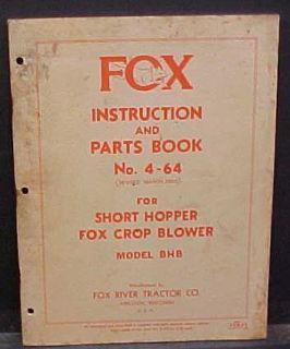 1965 Fox River Tractor Co. Small Hopper Crop Blower BHB original farm
