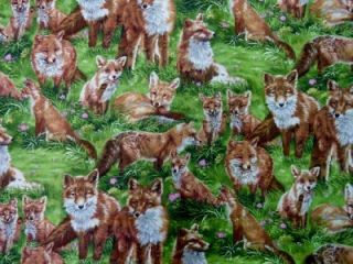 New Backyard Bandits Fox Foxes Animal Nature Grass Fabric BTY Fabri