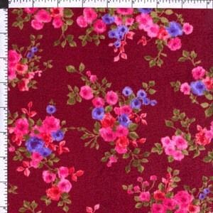 Rose Blossom Floral Flowers Burgundy Apparel Clothing Sewing Velour