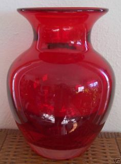 Ruby Red Art Glass Vase by Teleflora Classic Shape EX
