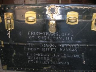 Vintage Military Army Trunk Storage Box Chest Table 21 5D x 35L x 22