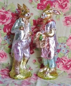 Foil Easter Large Bunny Rabbit Couple Gorgeous 16 Inches