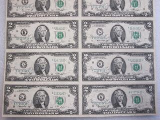 SHEET 1976 $2 STAR NOTES SIGNED BY NEFF ALL END IN 3465 DALLAS *FREE