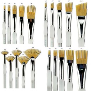  Watercolour Acrylic Paint Brushes Flat Fan Filbert Angular Sets