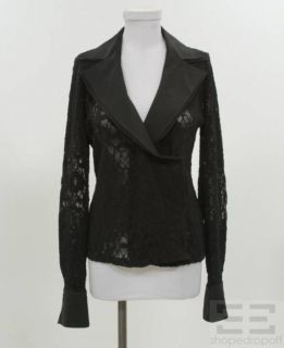 anne fontaine black lace collared top size 42