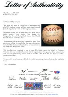  Star Team Signed Baseball PSA DNA Campanella Mays Musial Snider