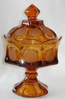 Fostoria Frosted Coin Glass Amber Wedding Bowl Candy