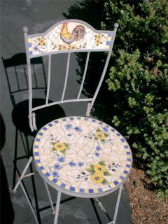   Folding Chair Tile Mosaic Inlaid Outdoor Portable Patio High Stool