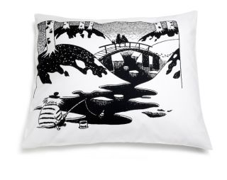 Moomin Pillow Case 55 x 65 cm Bridge Black White Finlayson