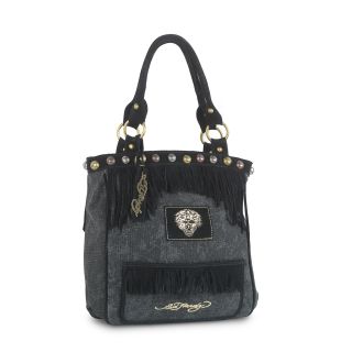 Ed Hardy Finly Zip Top Tote Bag Black