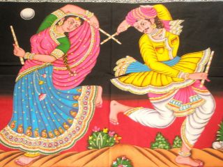 Folk Dance Sequin Indian Tapestry Wall Hanging Ethnic Wall Decor Art