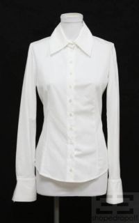 Anne Fontaine White Button Front Long Sleeve Blouse Size 38