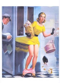 Art Frahm Pinup Print Blonde Snags Skirt Number Please