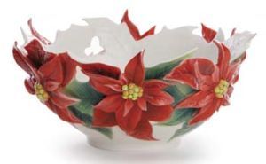 Franz Porcelain Poinsettia Bowl FZ01983 New in Box Mint