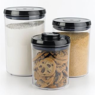  Piece Pop Black Round Food Storage Container Canister Set