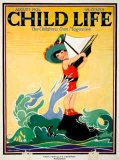 1926 Cover Child Life Hazel Frazee Sailboat Waves Ocean Swimsuit Kid