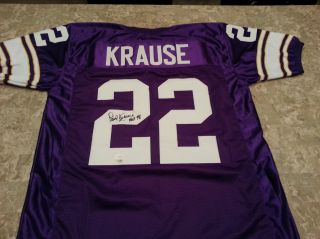 Paul Krause Autographed / Signed Football Jersey Minnesota Vikings COA