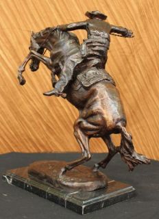 Bronco Buster Frederic Remington Bronze Statue Western Art Marble Base
