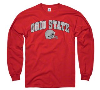 Ohio State Buckeyes Red Football Helmet Long Sleeve T Shirt