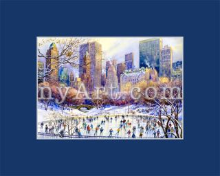 Wollman Skating Rink Watercolor Reproduction Picture  Brand New