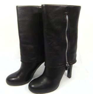 Franco Sarto Boots Black Leather Zippered Cuff Nappa 5M