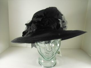 Frank Olive Black Semi Sheer Kentucky Derby Dress Hat