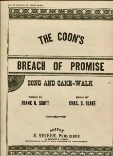 COONS BREACH OF PROMISE, ANTIQUE SHEET MUSIC, 1898,BLACK EPHEMERA