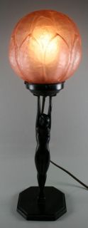 Slim FRANKART 1927 Art Deco Nude Female Figure Table Lamp Base w