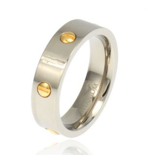  Top Brushed Band Gold Screw Inlay Comfort Fit Mens Wedding Ring