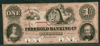 New Jersey – Freehold Banking Co 1860’s $1 00 Goddess Proof Gem