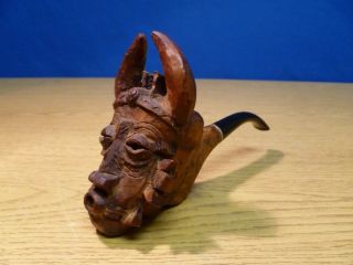  Vintage Wooden Hand Carved Mask Smoking Pipe T73