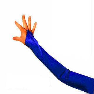 23 Fingerless Satin Dark Blue Long Prom Opera Gloves
