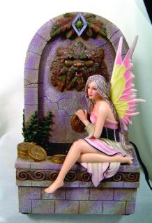 Fairy Greenman Wishing Well Fountain 9 Tall Figurine