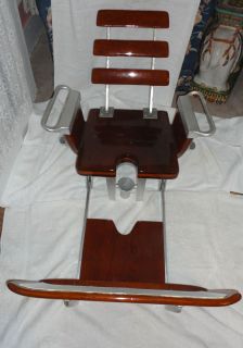Vintage Teak Fighting Chair Adjustable Foot Board Removable Back Rest
